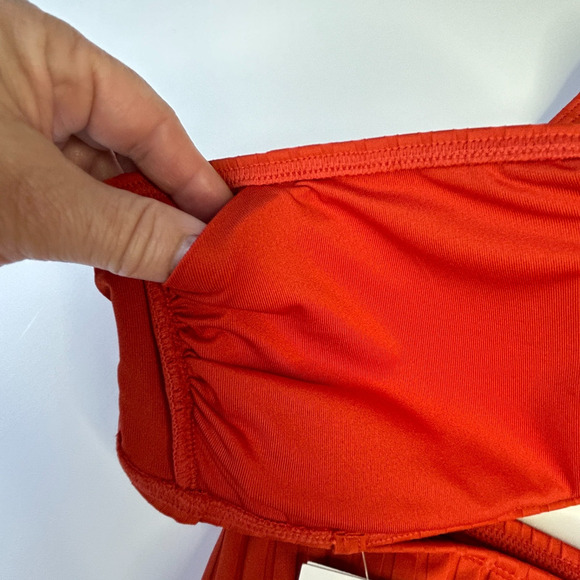 Michael Kors Ribbed Two Piece Swimsuit Terracotta MM6P064 Women Small NWT - Picture 3 of 10